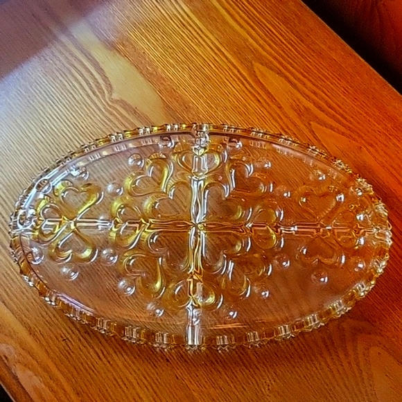 MCM WALTHER GLASS CABARET CRYSTAL DIVIDED SERVING DISH - Picture 7 of 7